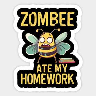 Zombee Ate My Homework Sticker